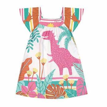 600677 Vestido Estampa Dino 1-3 Aplique De Tachinhas Detalhes Neon Kyly / Nanai